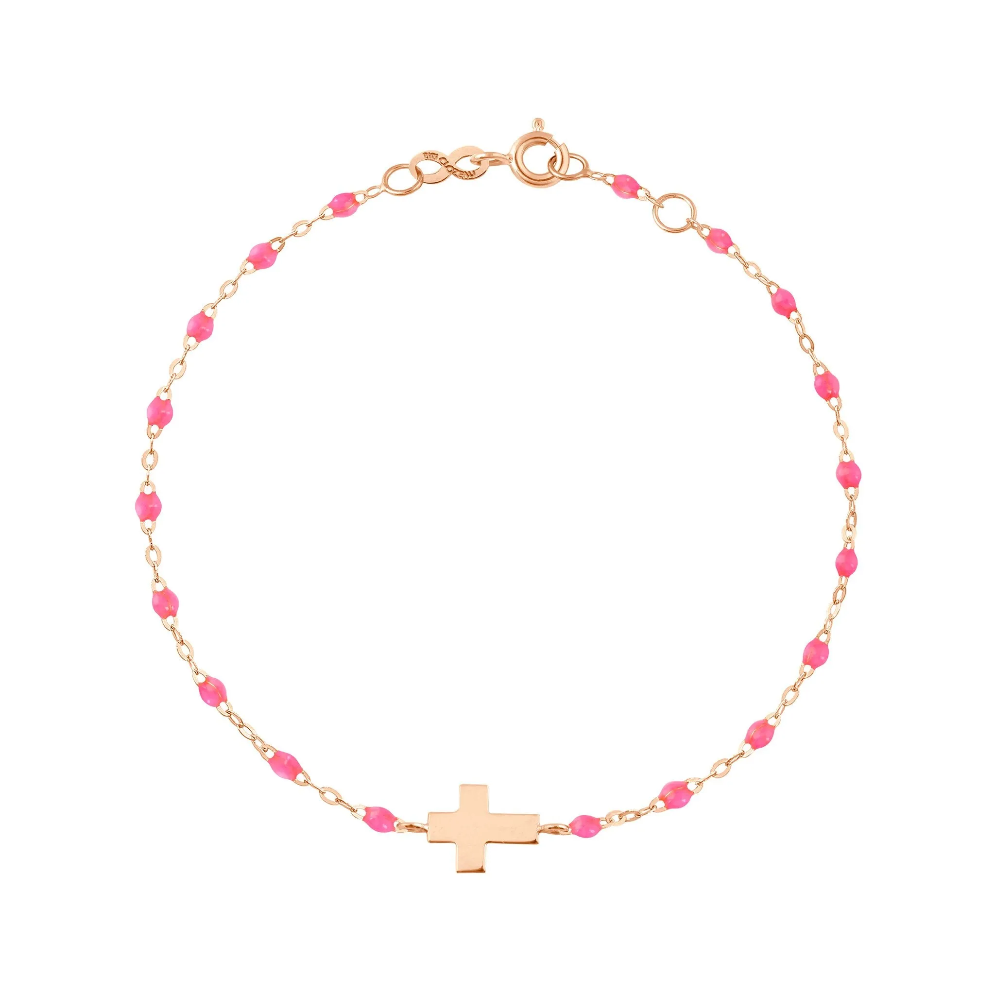 Cross Charm Classic Gigi Pink bracelet, Rose Gold, 6.7"