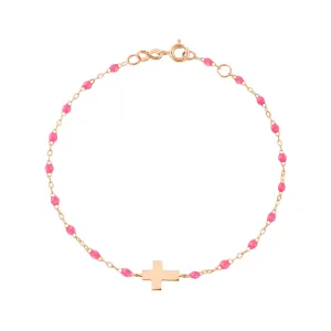 Cross Charm Classic Gigi Pink bracelet, Rose Gold, 6.7"