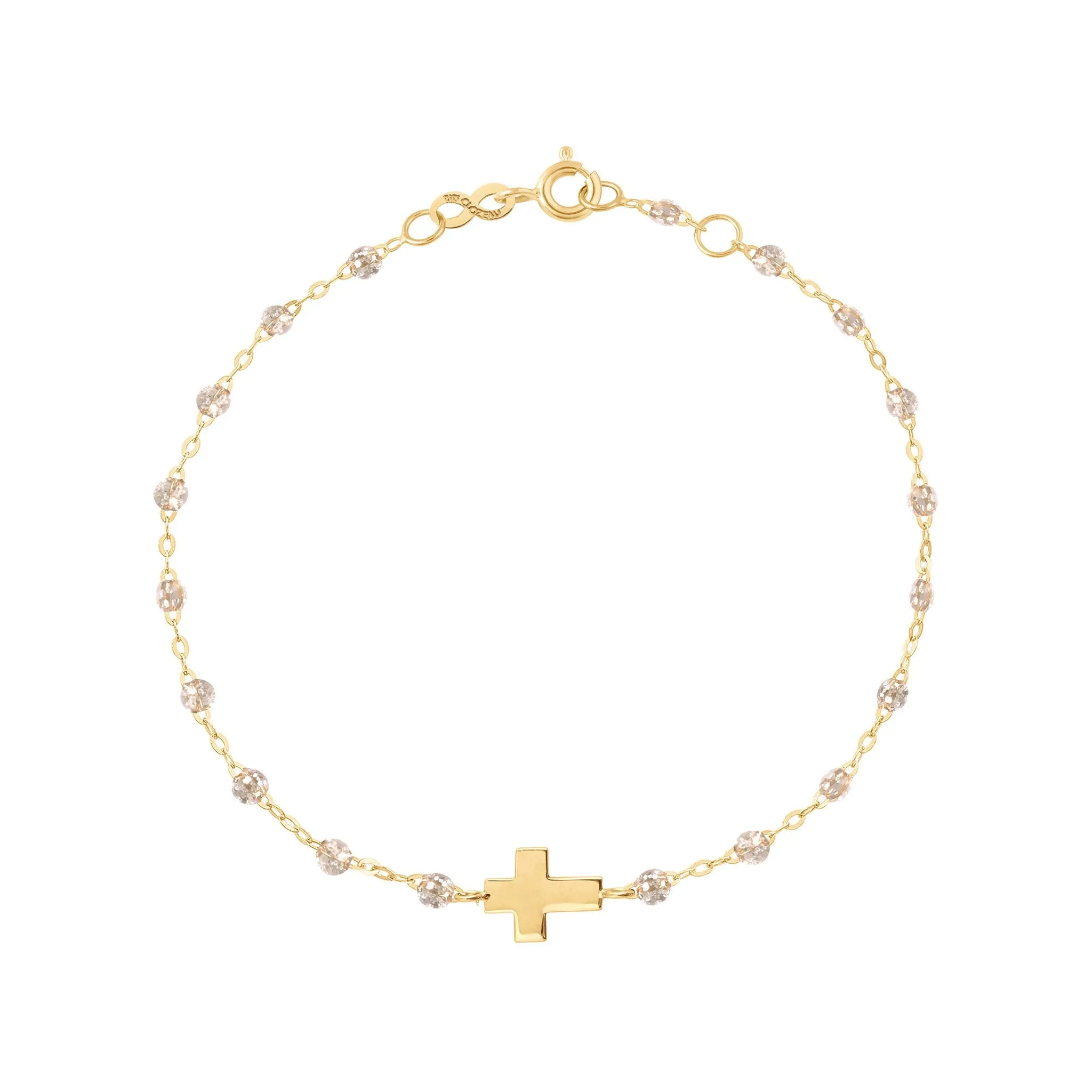 Cross Charm Classic Gigi Sparkle bracelet, Yellow Gold, 6.7"