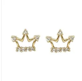 Crown Gold Crystal Stud Earrings