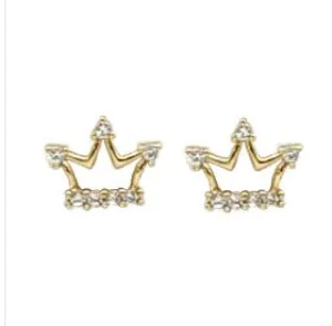 Crown Gold Crystal Stud Earrings