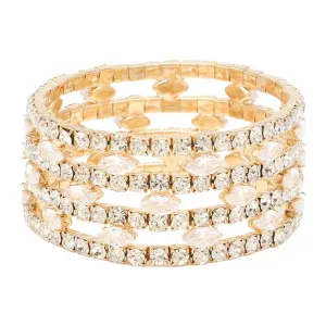 CZ Marquise Stone Accented Stretch Evening Bracelet