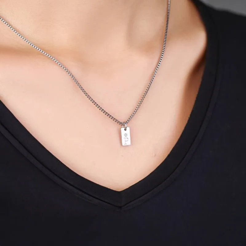 Dainty Pave Initial Tag Necklace