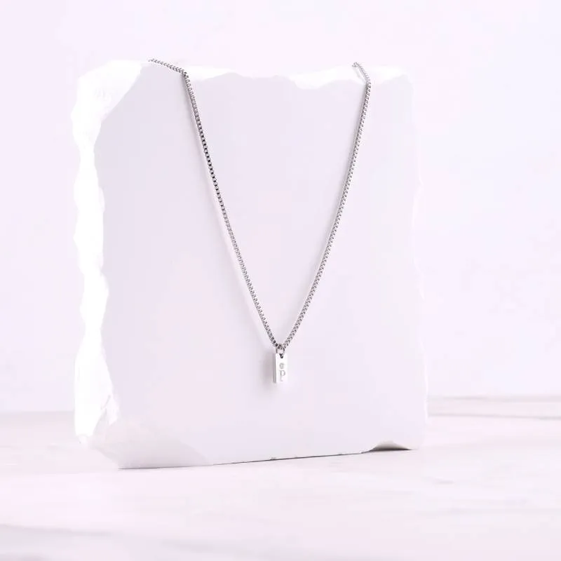 Dainty Pave Initial Tag Necklace