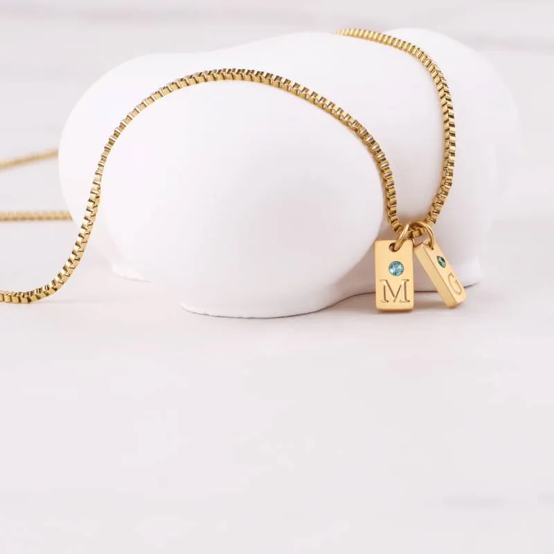 Dainty Pave Initial Tag Necklace