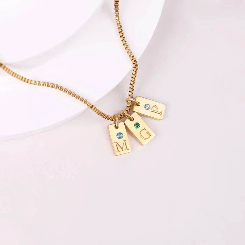 Dainty Pave Initial Tag Necklace