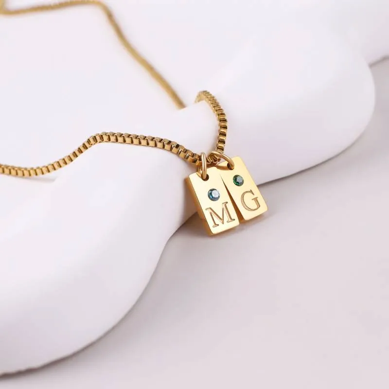 Dainty Pave Initial Tag Necklace