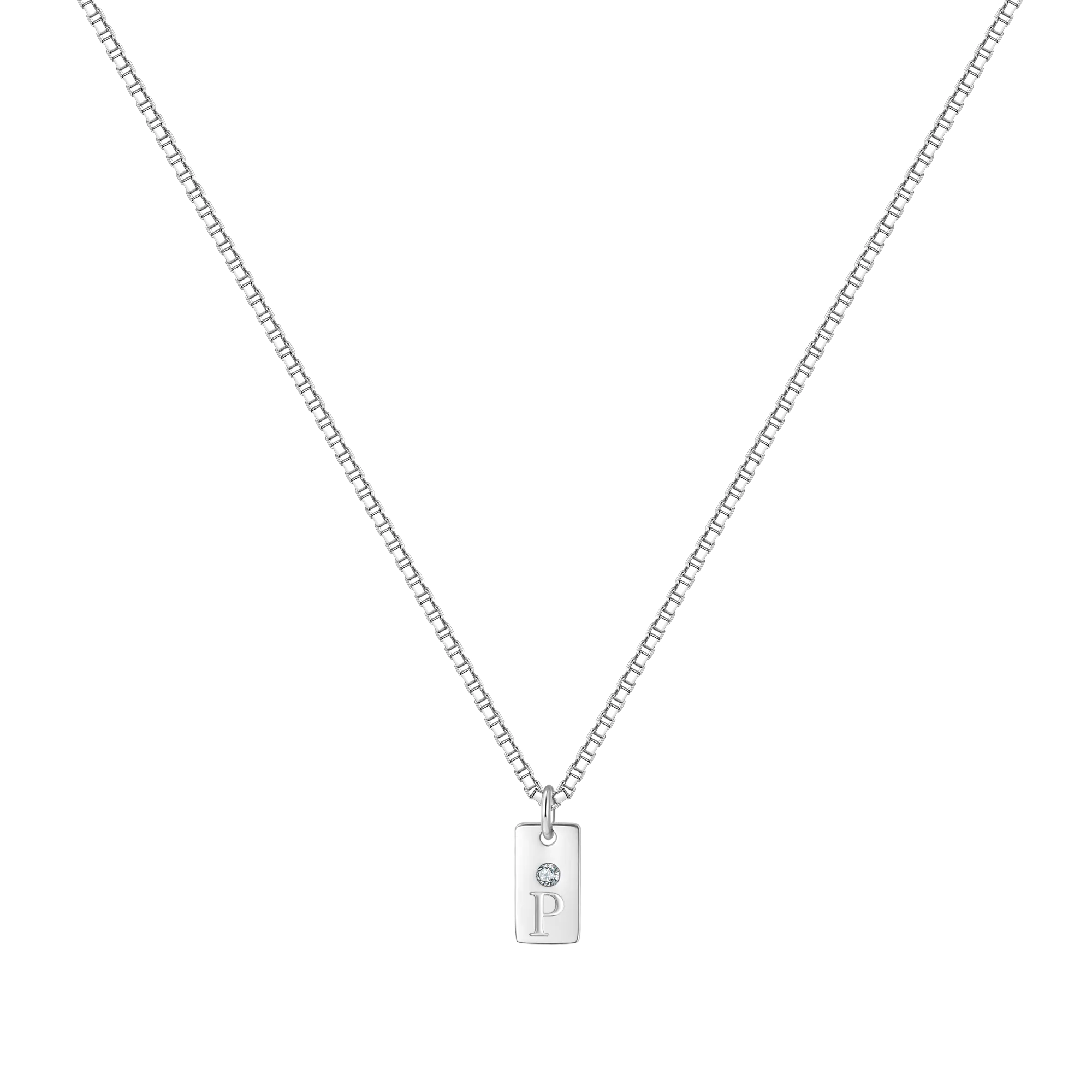 Dainty Pave Initial Tag Necklace