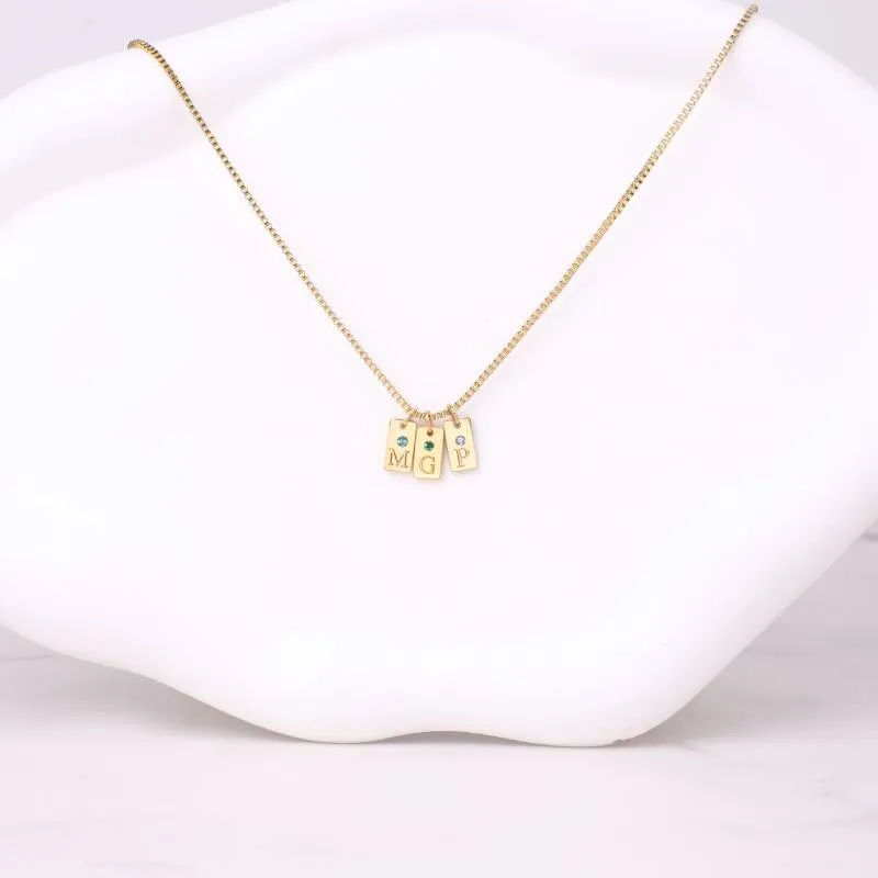 Dainty Pave Initial Tag Necklace