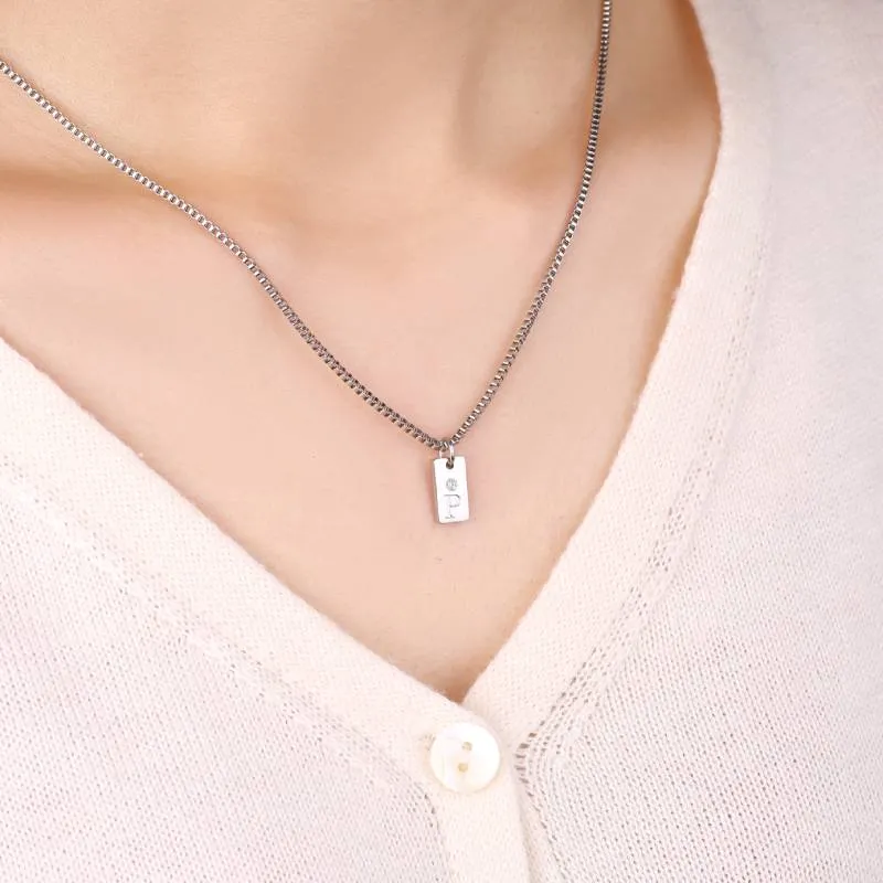 Dainty Pave Initial Tag Necklace