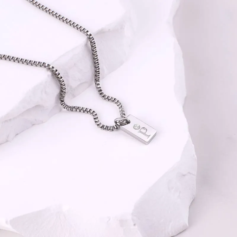 Dainty Pave Initial Tag Necklace