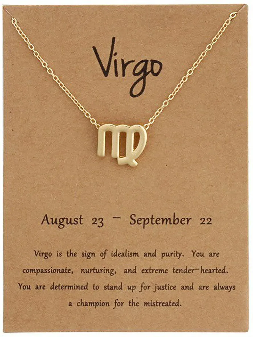 Desiny Jewels Gold Plated Virgo Zodiac Pendant Symbol Zodiac Sign Necklace Alloy Necklace