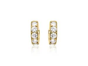 Diamond Huggie Hoop Yellow Gold Earrings