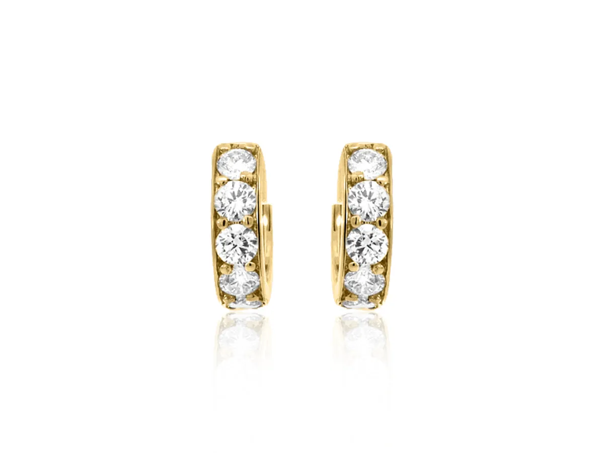 Diamond Huggie Hoop Yellow Gold Earrings