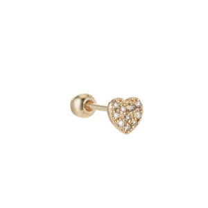 Diamond Pavé Heart Stud Single Earring, 14k