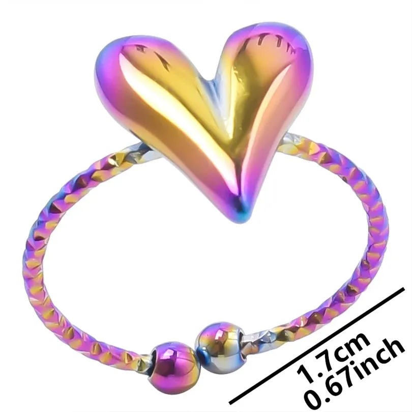 Elegant Girl Jewelry Love Stainless Steel Heart Rings For Women Accessories 2023 Trend Finger Ring Adjustable Open Bague Wedding