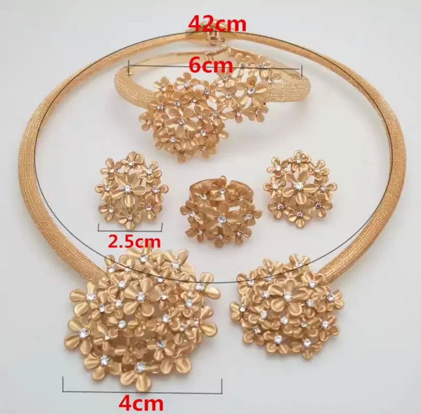 Elegant Wedding Bridal Gold Color Jewelry Set