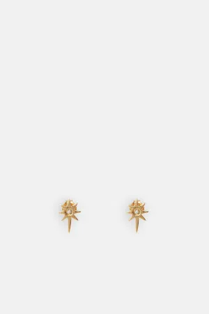 Elisa Sparkle North Star Gold Stud Earrings