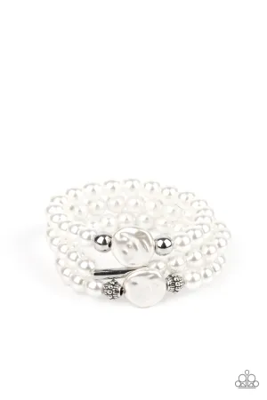 Exquisitely Elegant - White Bracelet - Paparazzi Accessories