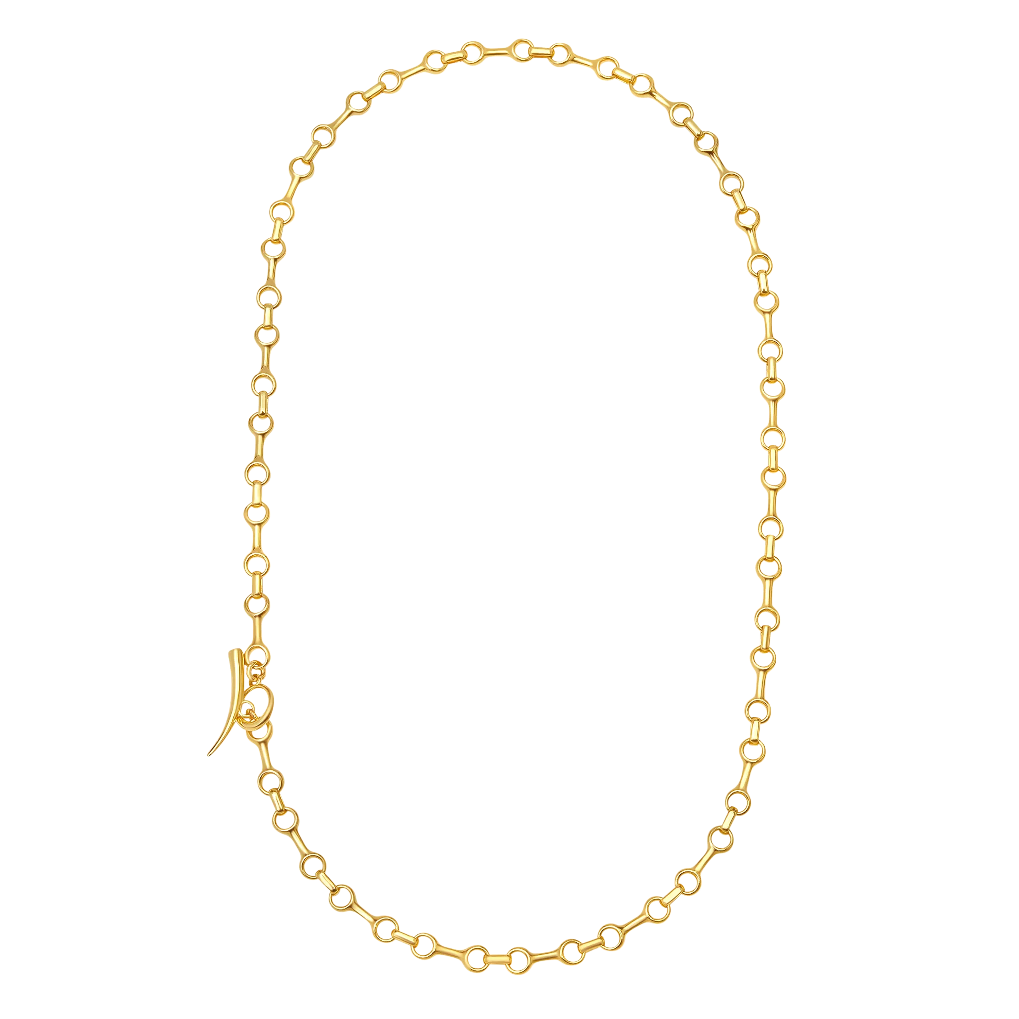 Fine Double Beam Chain Necklace with Tusk Clasp