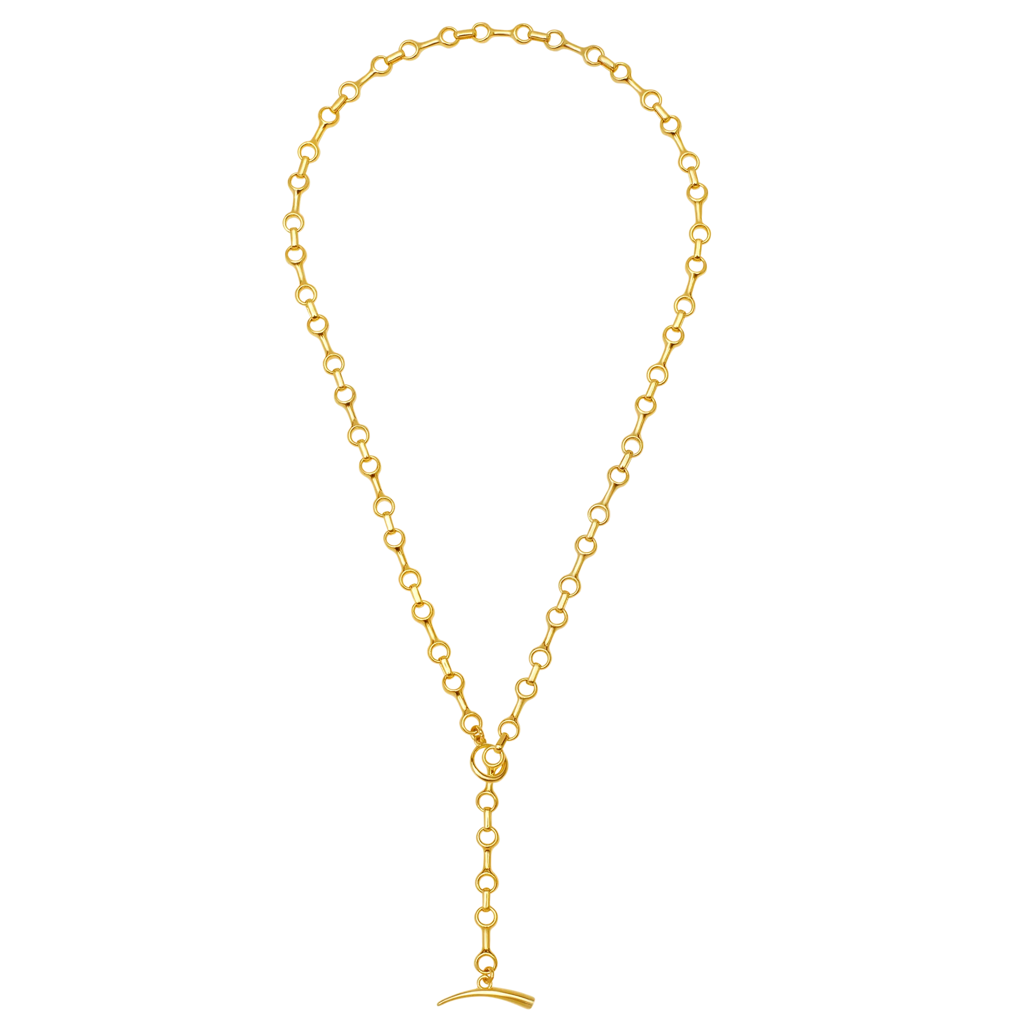 Fine Double Beam Chain Necklace with Tusk Clasp