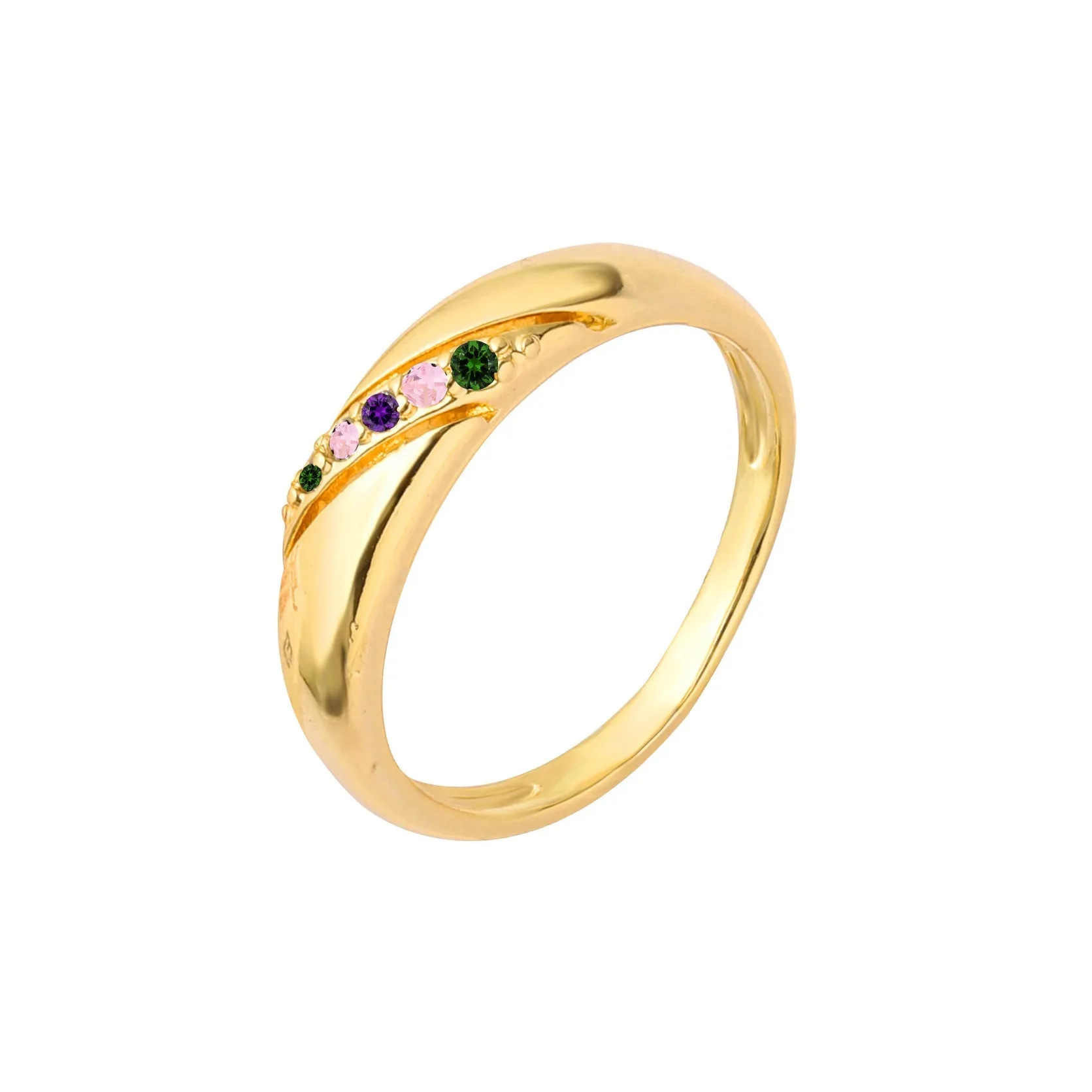 .Five stones rings in 18K Gold, Rose Gold, 14K Gold two tone plating colors