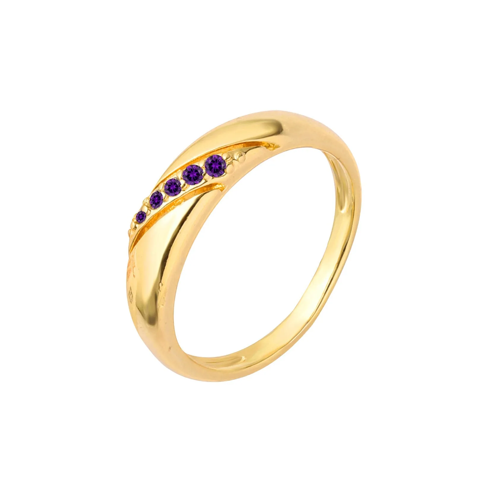 .Five stones rings in 18K Gold, Rose Gold, 14K Gold two tone plating colors