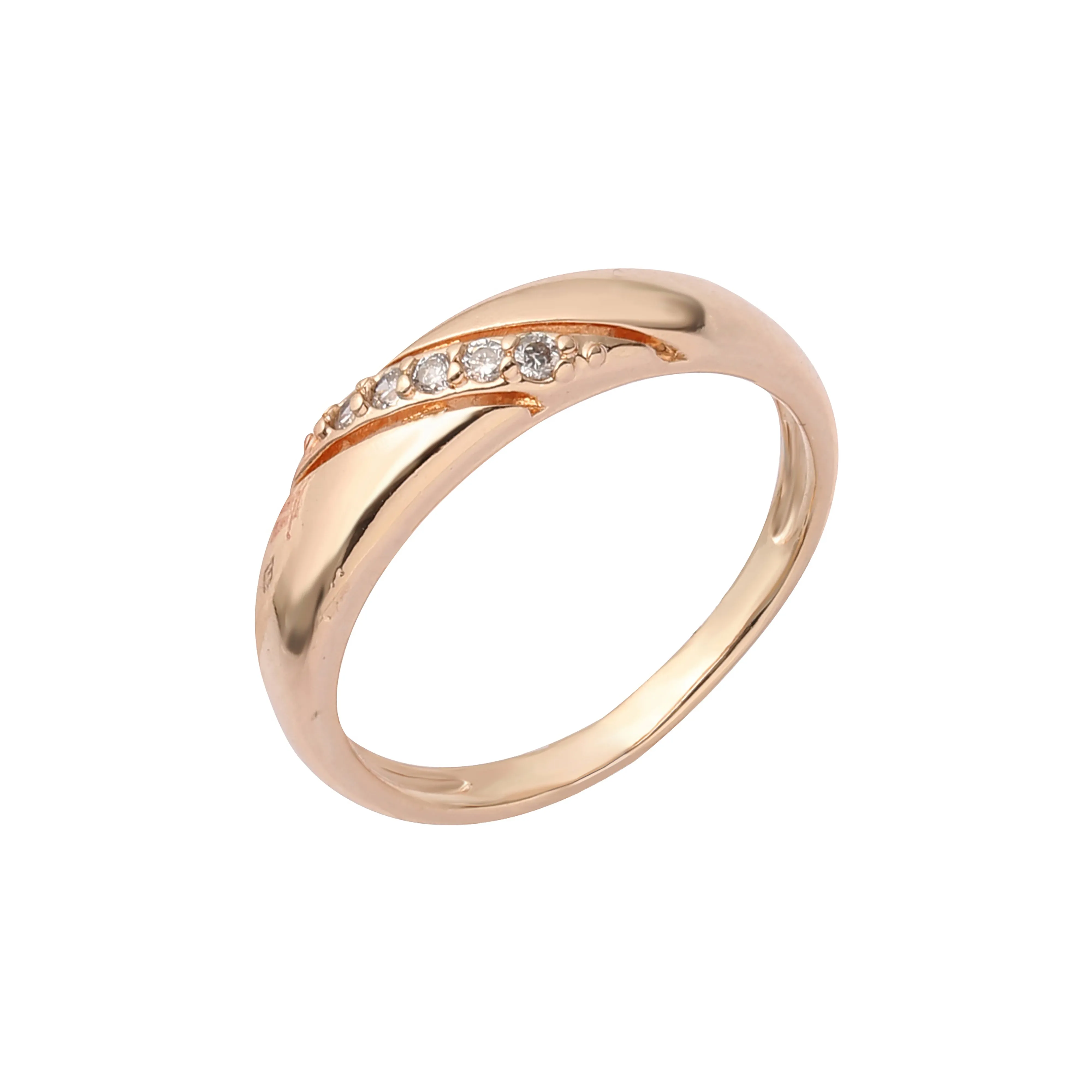 .Five stones rings in 18K Gold, Rose Gold, 14K Gold two tone plating colors