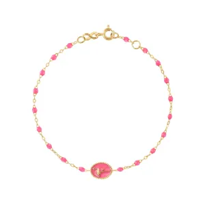 Flamingo Classic Gigi Pink bracelet, Yellow Gold, 6.7"