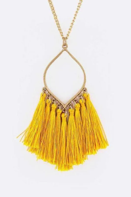 Fringe Colorful Tassels Leaf Pendant Necklace