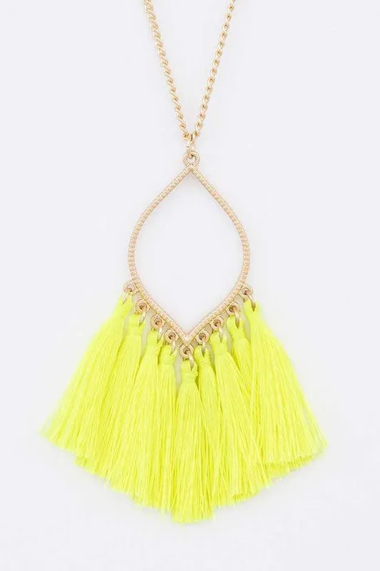 Fringe Colorful Tassels Leaf Pendant Necklace