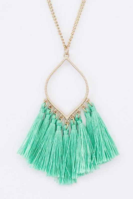 Fringe Colorful Tassels Leaf Pendant Necklace