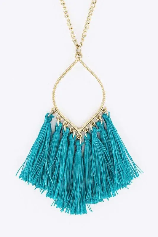 Fringe Colorful Tassels Leaf Pendant Necklace