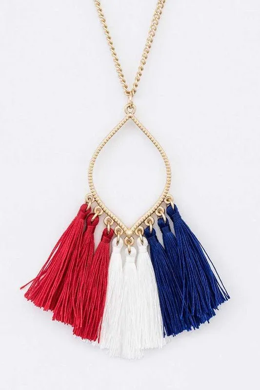 Fringe Colorful Tassels Leaf Pendant Necklace