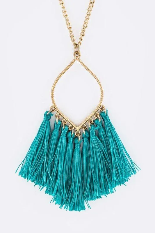 Fringe Colorful Tassels Leaf Pendant Necklace