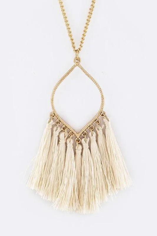 Fringe Colorful Tassels Leaf Pendant Necklace