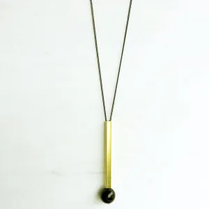 Gold Bar and Onyx Necklace, Black gold statement jewelry