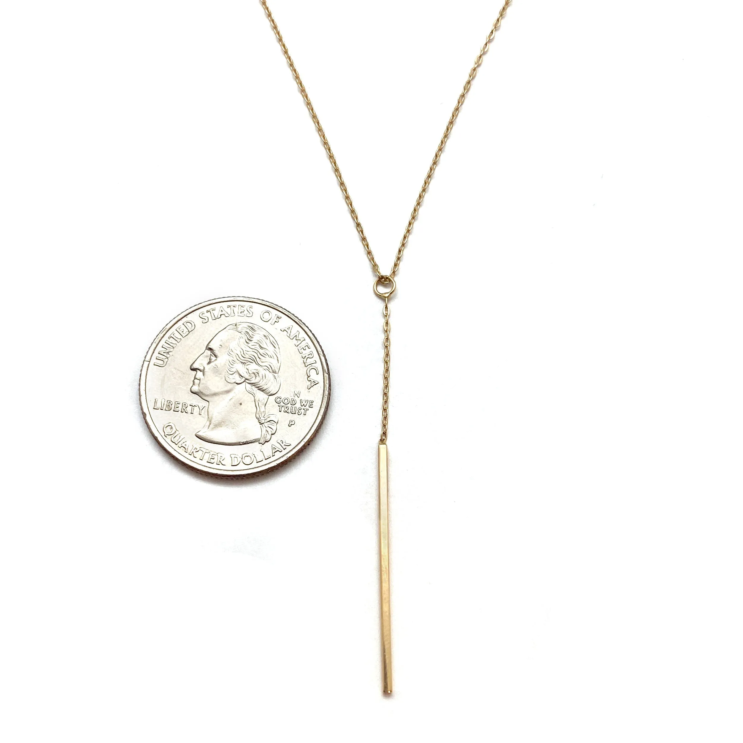 Gold Bar Lariat Necklace