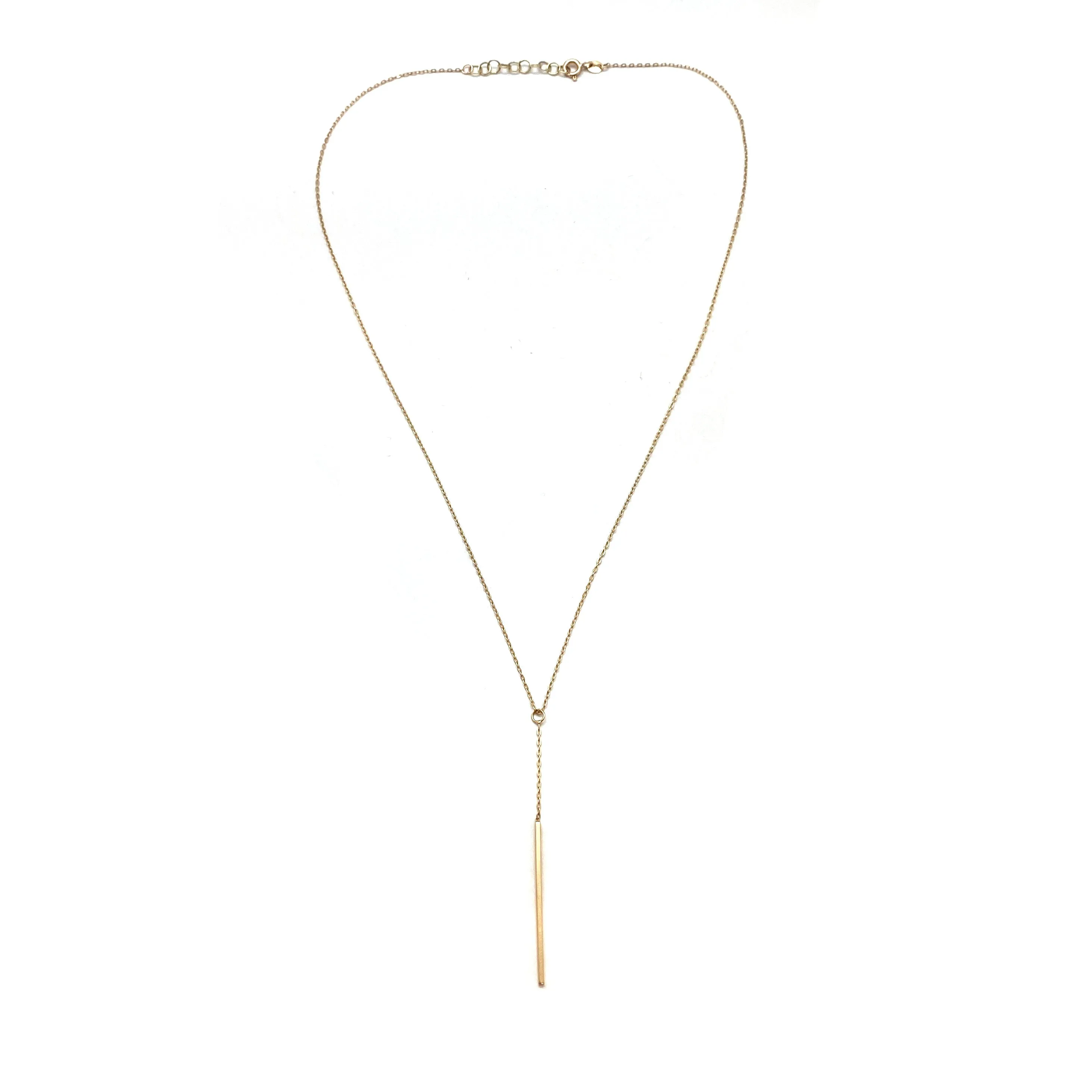 Gold Bar Lariat Necklace