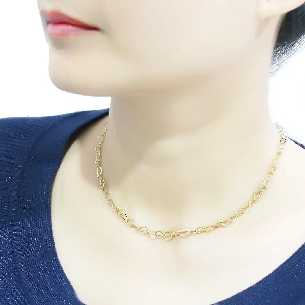 Gold Brass Necklace with No Stone for Women Style LO4696