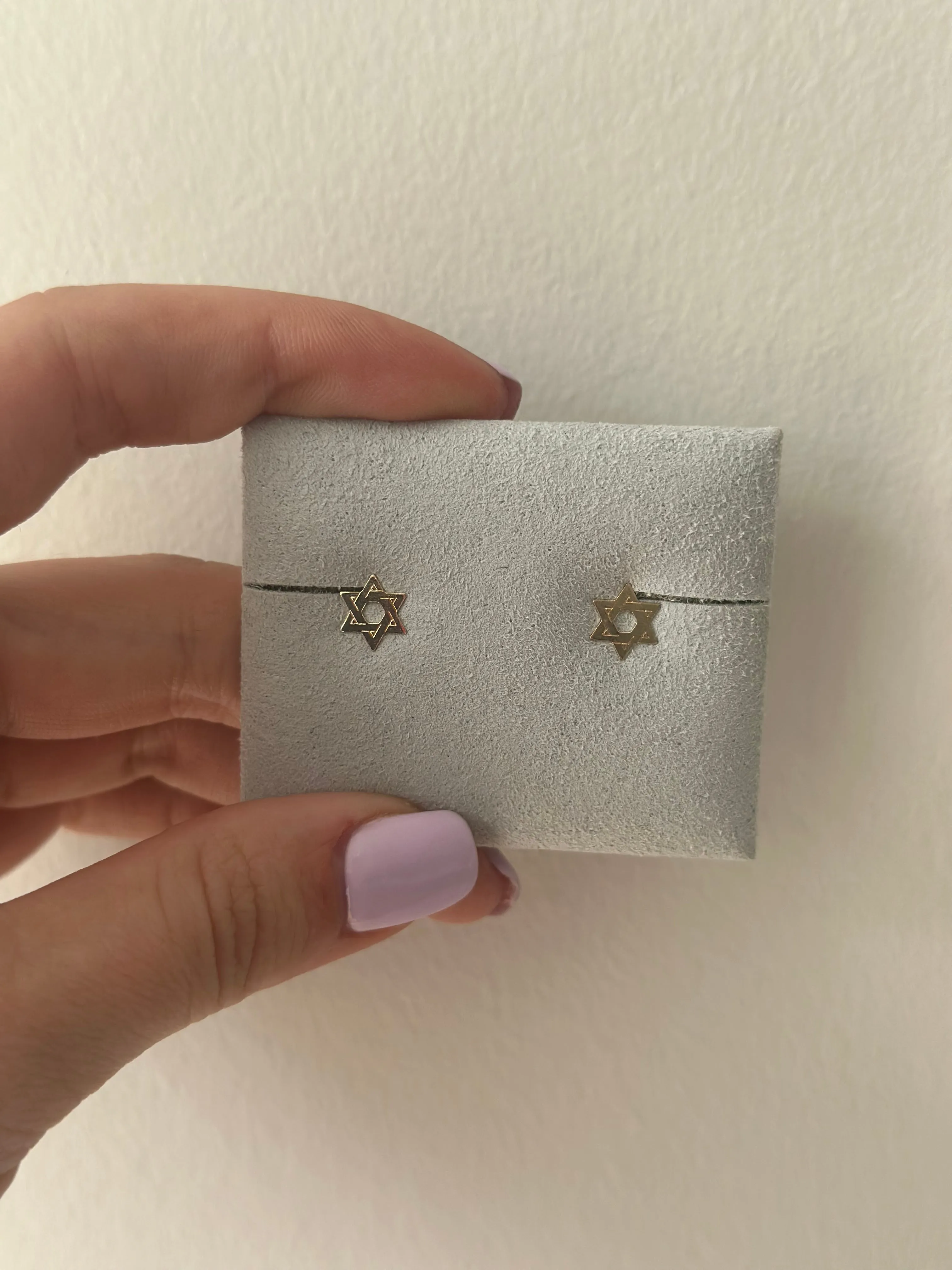 Gold Star of David Stud Earrings