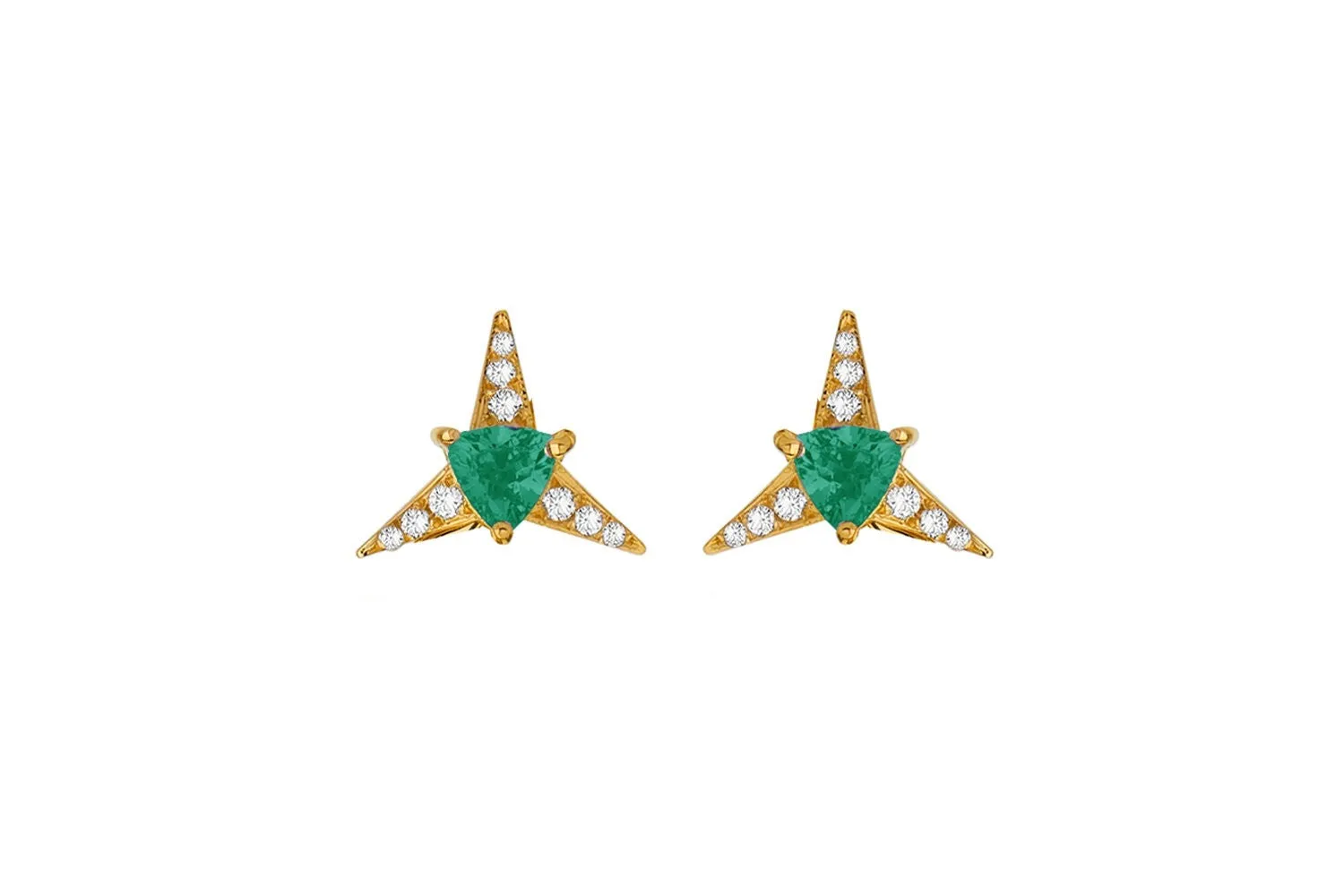 Green Galactic Star Stud Earrings