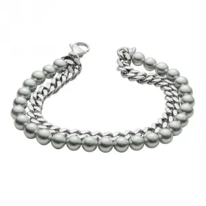 Grey Shell Pearl Curb Chain Bracelet B5440