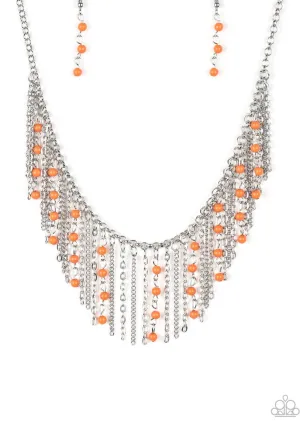 Harlem Hideaway Necklace - Orange - Paparazzi Accessories