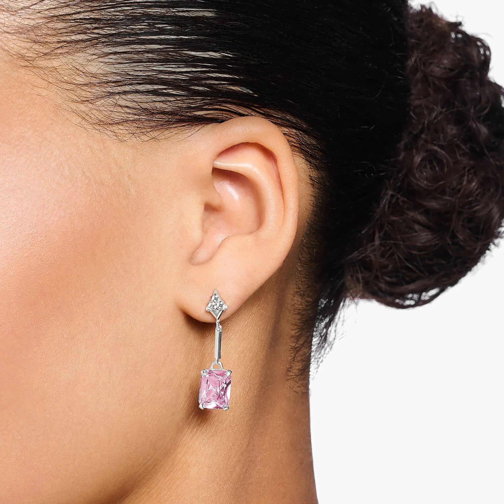 Heritage Pink Silver Drop Earrings