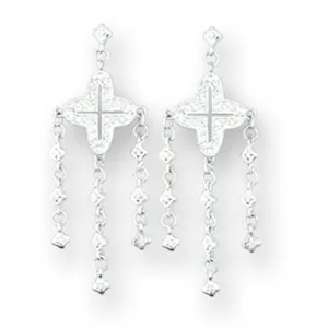 High-Polished 925 Sterling Silver Earrings with AAA Grade CZ in Clear for Women Style 414222