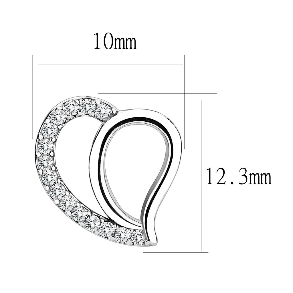 High polished (no plating) Stainless Steel Earrings with AAA Grade CZ in Clear for Women Clear Stone Color Style DA076