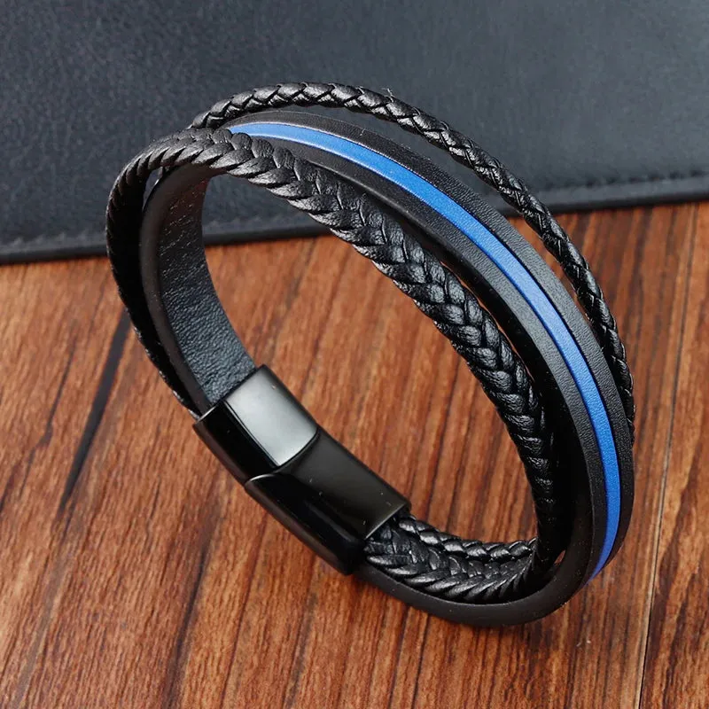 High Quality Leather Bracelet Men Classic Fashion Bracelet Magnet Clasp Design For Men Jewelry Gift