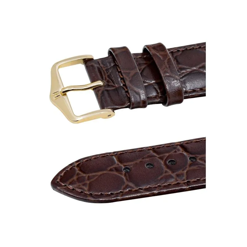 Hirsch CROCOGRAIN Crocodile Embossed Leather Watch Strap in BROWN