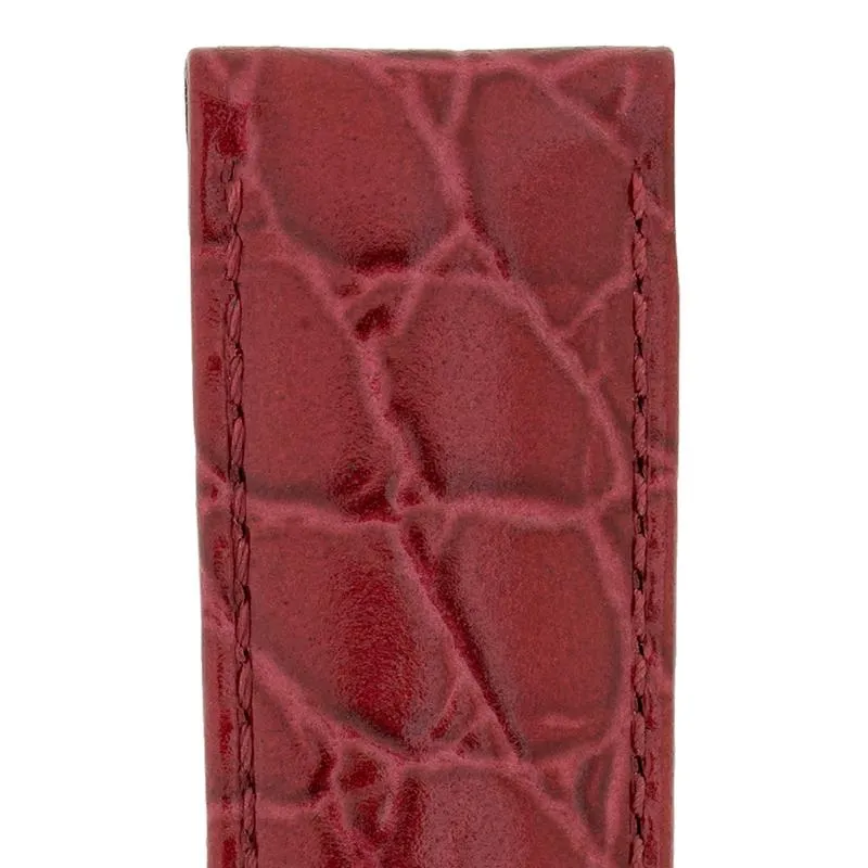 Hirsch CROCOGRAIN Crocodile Embossed Leather Watch Strap in BURGUNDY